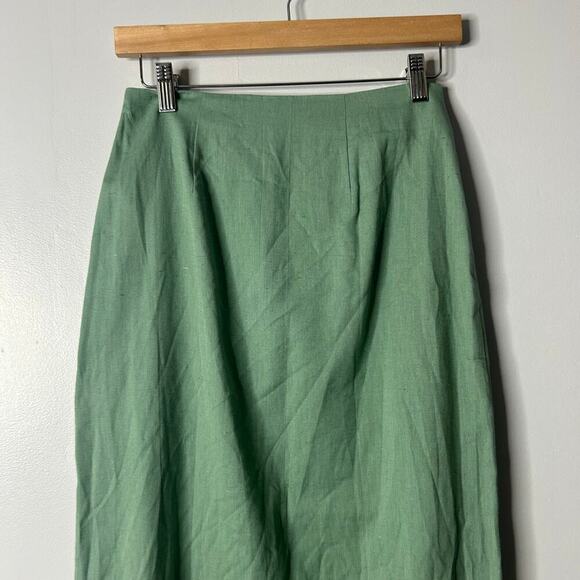ASOS High Waisted Flax Blend Maxi Skirt High Slit Women’s 4 Green Bodycon Sexy - Picture 9 of 11
